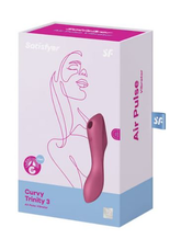 Satisfyer Curvy Trinity 3 Red Silicone Multifunctional Vibrator with 3 Motors and 23 Stimulation Programs Waterproof Rechargeable Vibrators - G Spot
